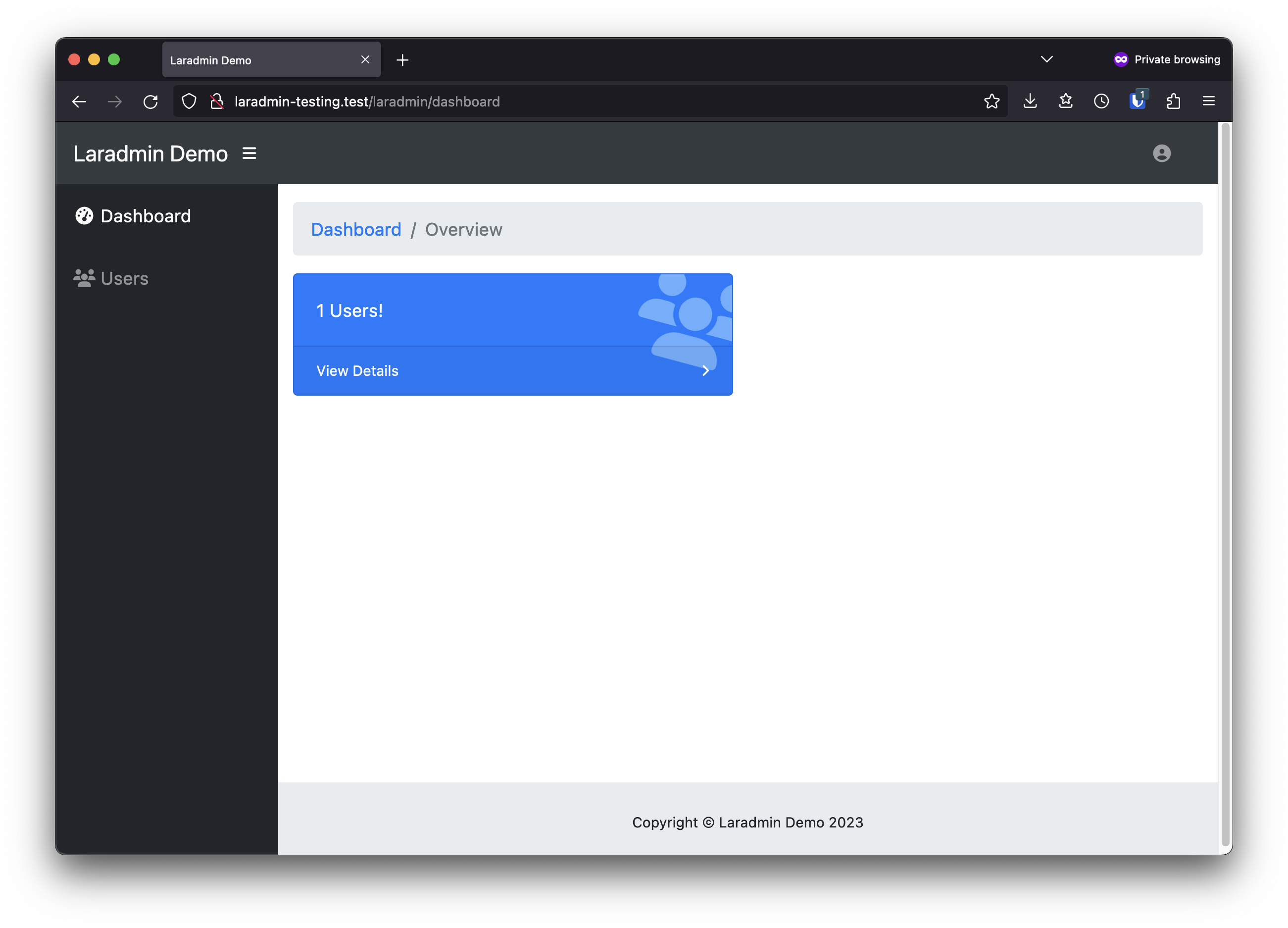 Laradmin Dashboard